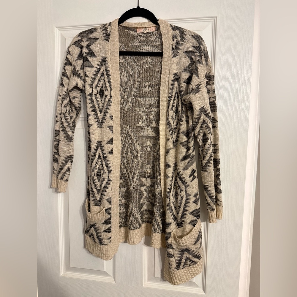 Pink Republic Beige and Black Patterned Cardigan